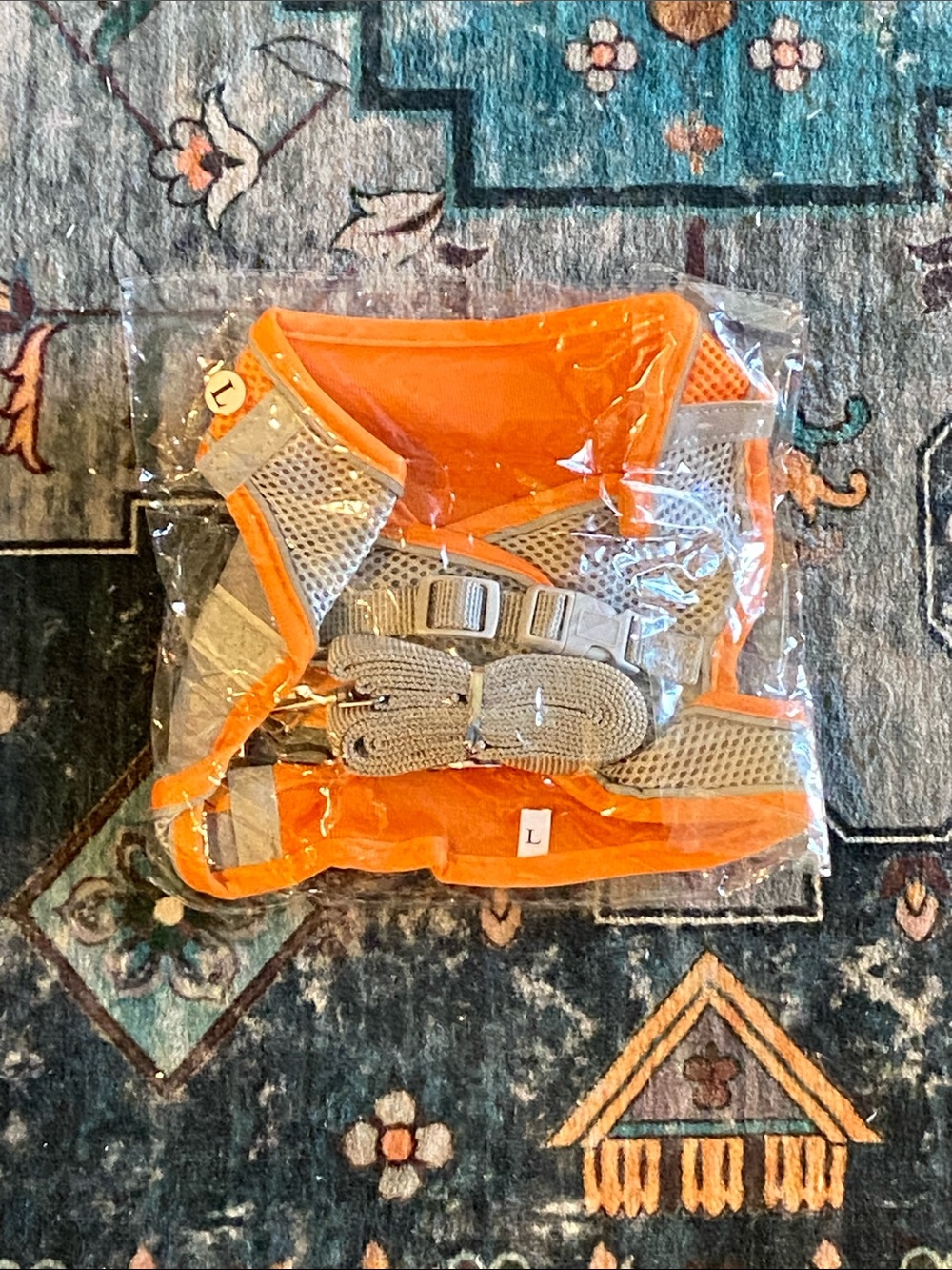 Reflective Orange Dog Harness with Adjustable Straps